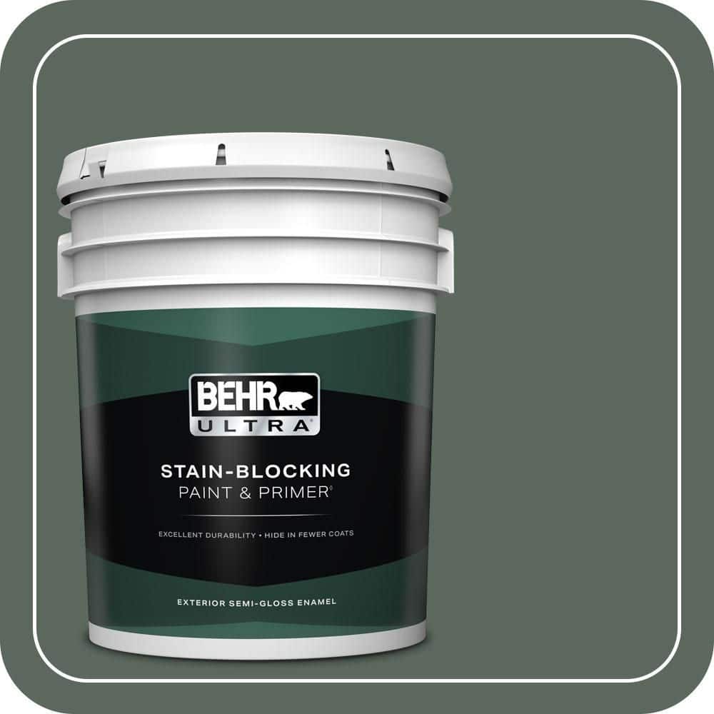 BEHR ULTRA 5 gal. #N420-6 Pine Mountain Semi-Gloss Enamel Exterior Paint & Primer