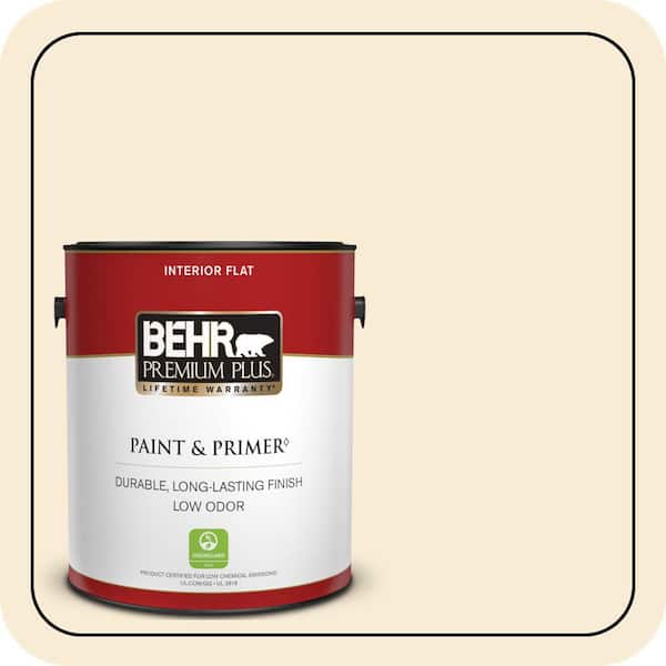 BEHR PREMIUM PLUS 5 gal. #330C-1 Honeysuckle White Semi-Gloss Enamel Low Odor Interior Paint & Primer (2)