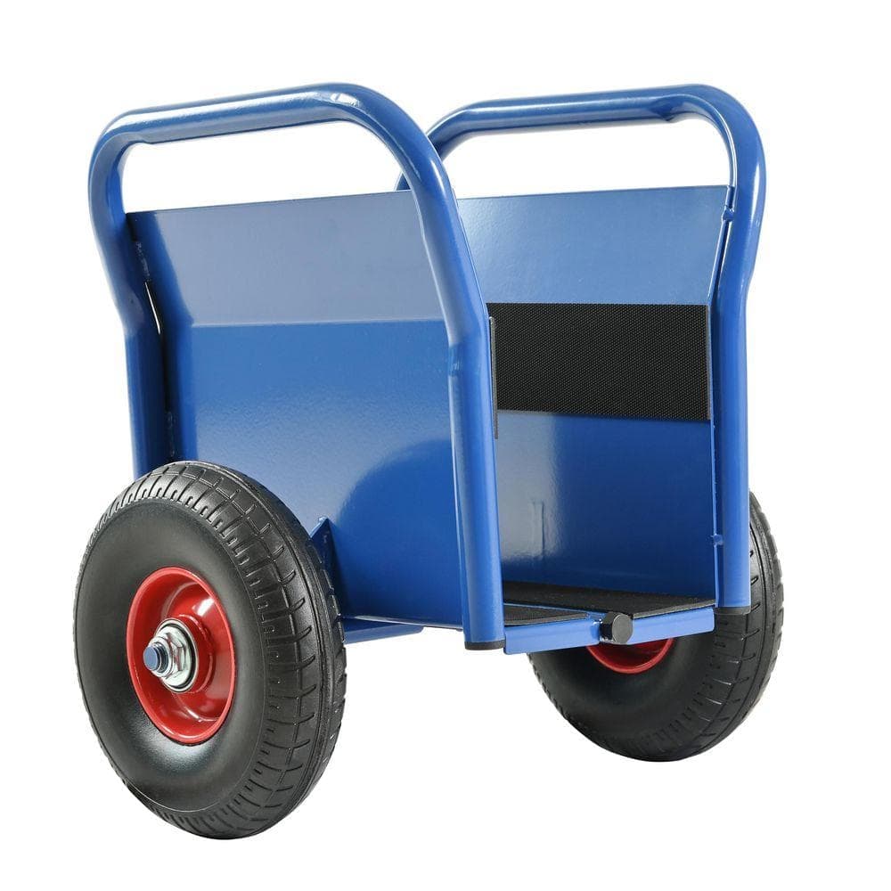 Huluwat Blue 1000 lb. Capacity Heavy Duty Steel Panel Hand Truck with Solid Rubber Tires for Drywall Sheet, Door Material