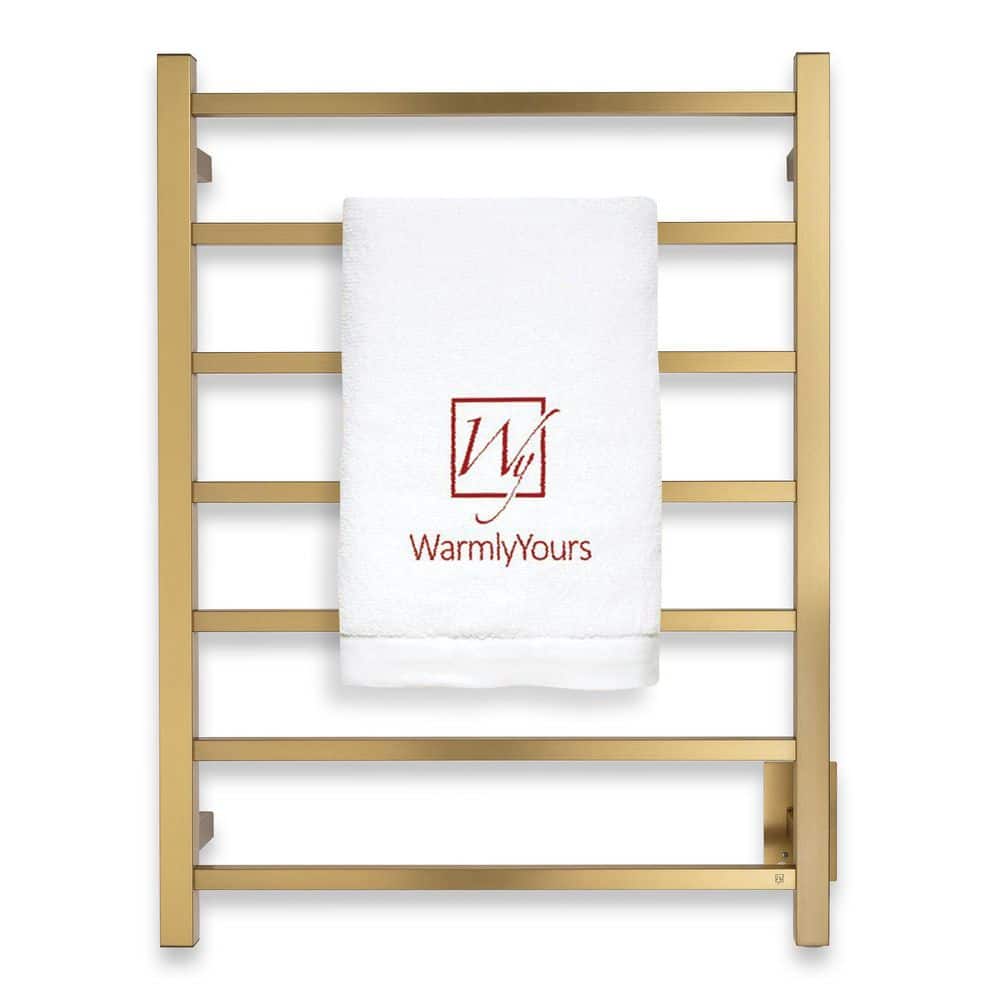 WarmlyYours 7-Bar Tahoe Towel Warmer, Hardwired, Gold Stainless Steel