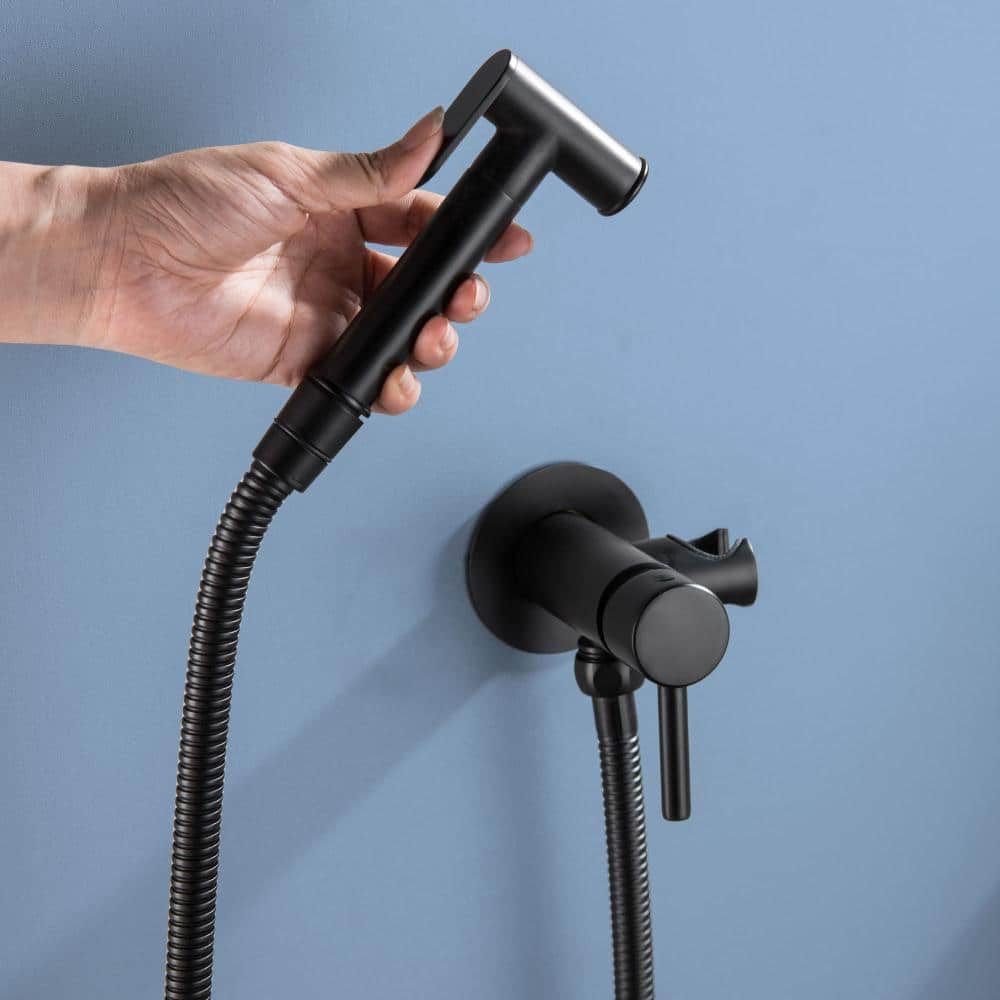 AIMADI Handheld Bidet Sprayer with Hose Single Handle Bidet Faucet Set Wall Mount Brass Toilet Bidet Faucet Kit in Matte Black (3)