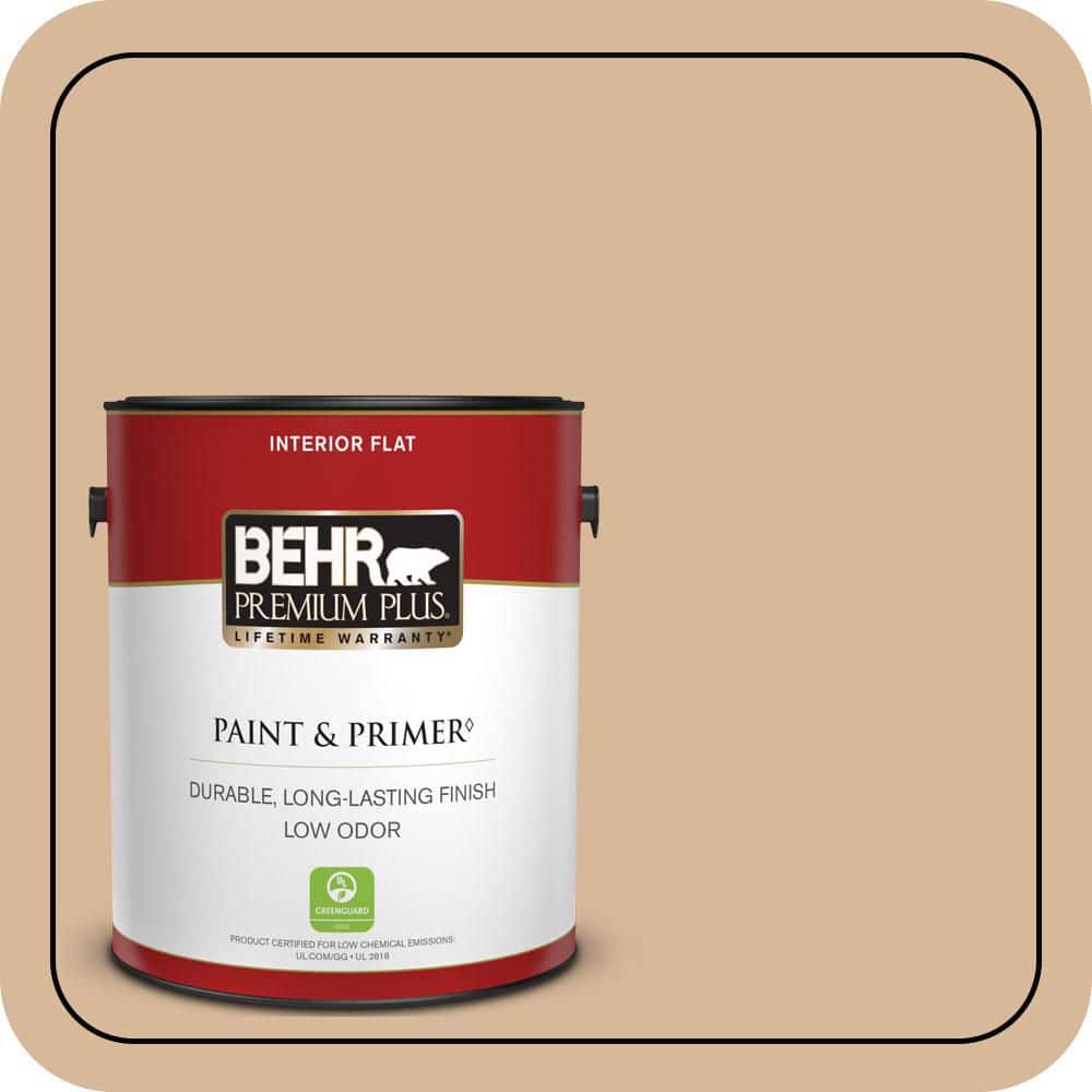 BEHR PREMIUM PLUS 1 gal. #S260-3 Dusty Gold Flat Low Odor Interior Paint & Primer