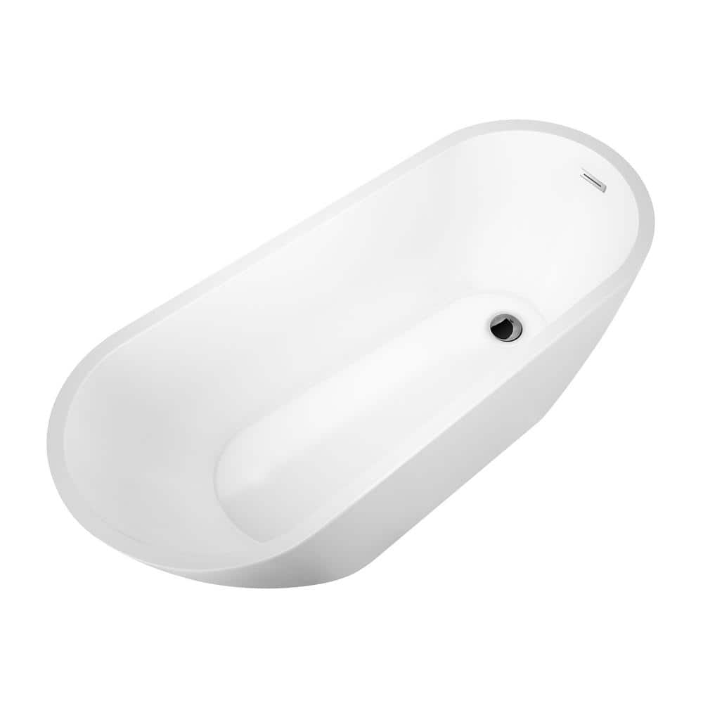 Barclay Products Nottingham 66 in. Acrylic Slipper Flatbottom Non-Whirlpool Bathtub White with Integral Drain White (4)