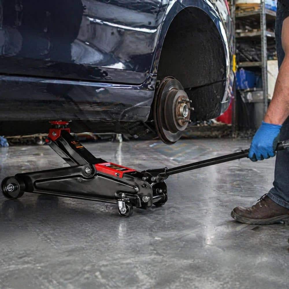 Unbranded Low Profile Hydraulic Floor Jack 1.5 Ton 3000 lbs Capacity 5.3 in. to 12 in. Lift Range Portable Jack with Case (2)
