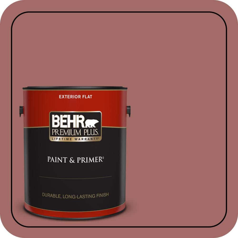 BEHR PREMIUM PLUS 1 gal. #S150-5 Vermilion Flat Exterior Paint & Primer