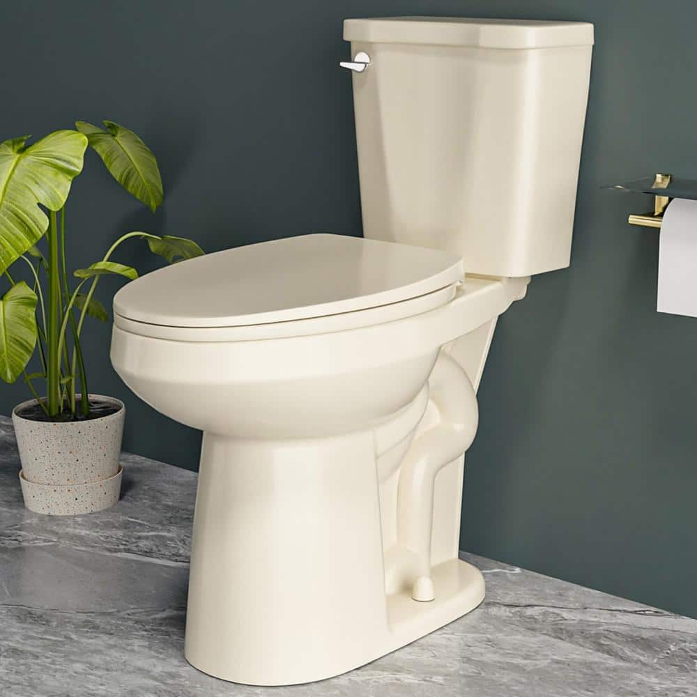 Vomlor Extra Tall Toilet 21 in. 1.28 GPF Single Flush Elongated Tall 2-Piece Toilet in Bone with Quiet-Close Seat for Seniors