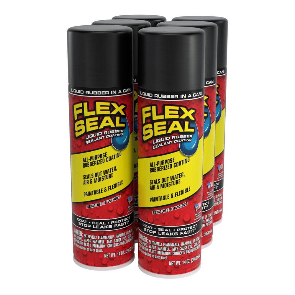 FLEX SEAL FAMILY OF PRODUCTS Flex Seal Black 14 oz. Aerosol Liquid Rubber Sealant Coating Spray Paint (6-pack)