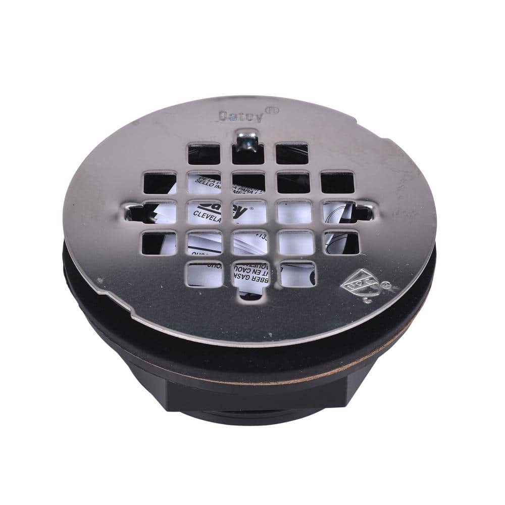 Oatey Round No-Caulk Black ABS Shower Drain with 4-1/4 in. Round Snap-In Stainless Steel Drain Cover (3)