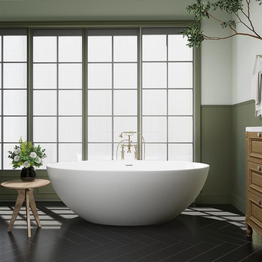Altair Casciaro 67 in. x 39 in. Soaking Bathtub with Center Drain in Matte White (1)