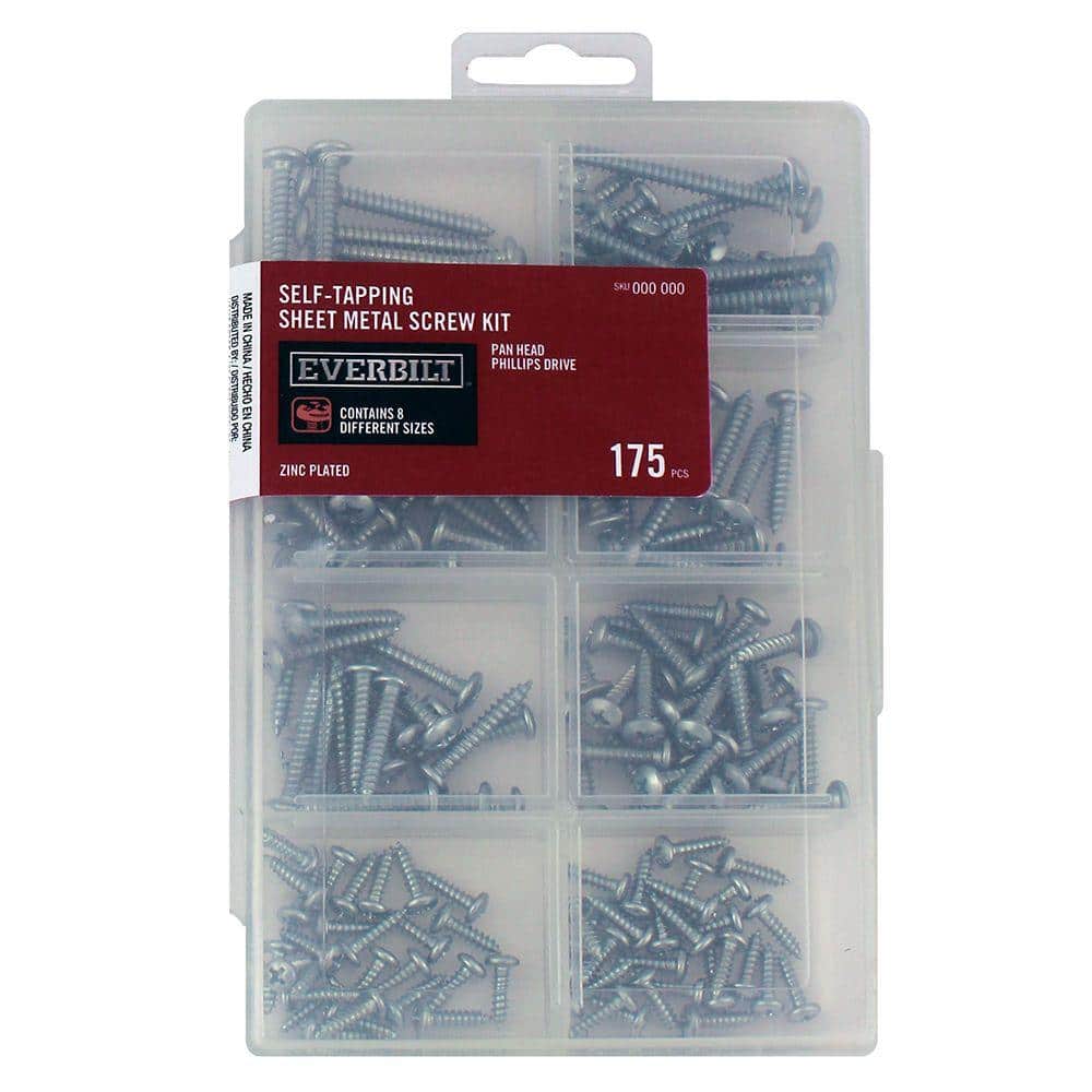 Everbilt 175-Piece Zinc-Plated Self-Tapping Sheet Metal Screw Kit (2)