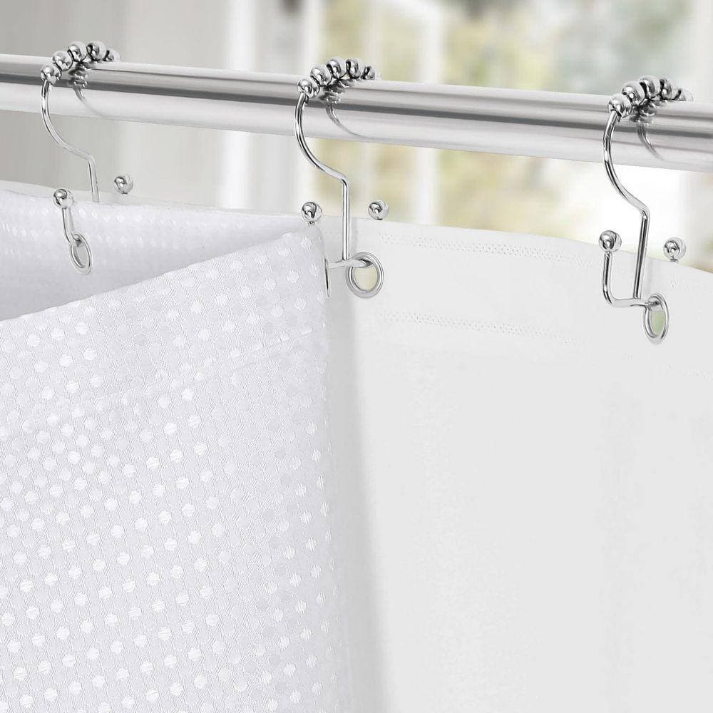 Unbranded 72 in. W x 72 in. L Polyester Shower Curtain Waterproof Double Layer with PEVA Liner White Modern Style (3)