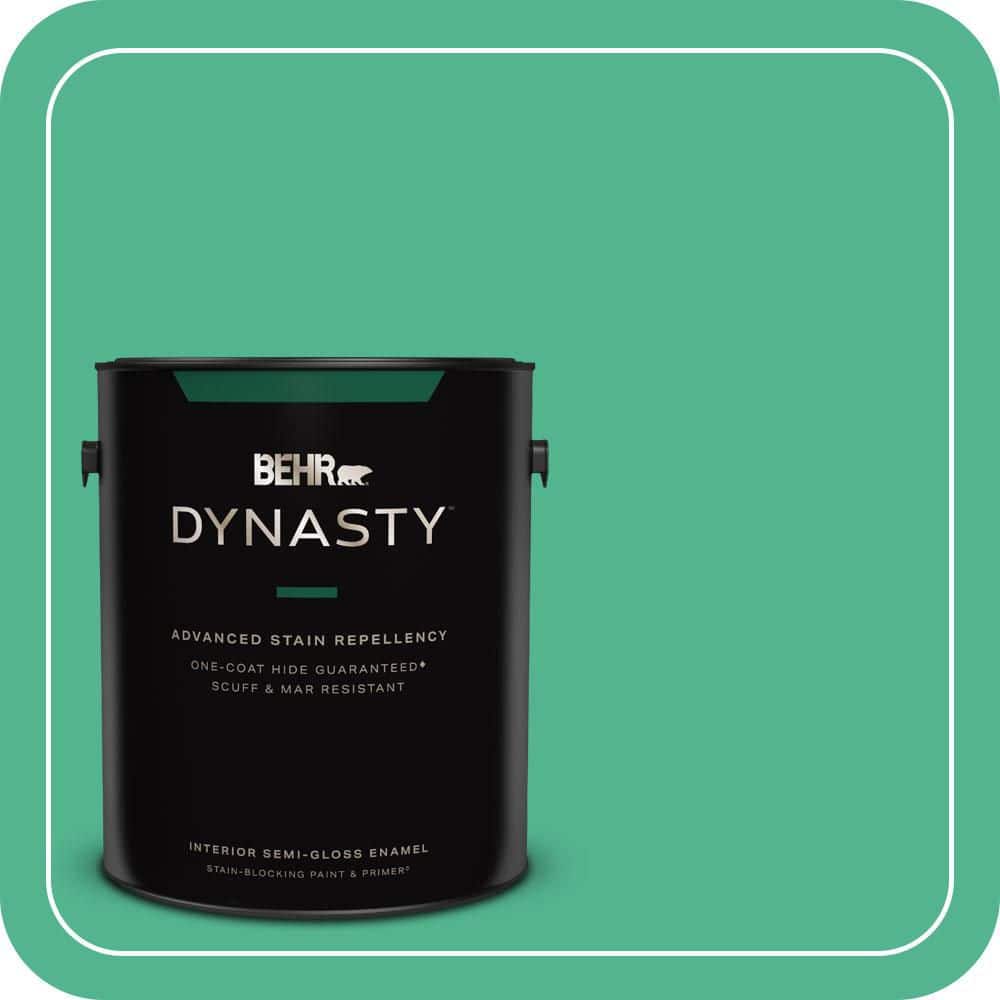 BEHR DYNASTY 1 gal. #MQ4-16 Aruba Green One-Coat Hide Semi-Gloss Enamel Interior Stain-Blocking Paint & Primer