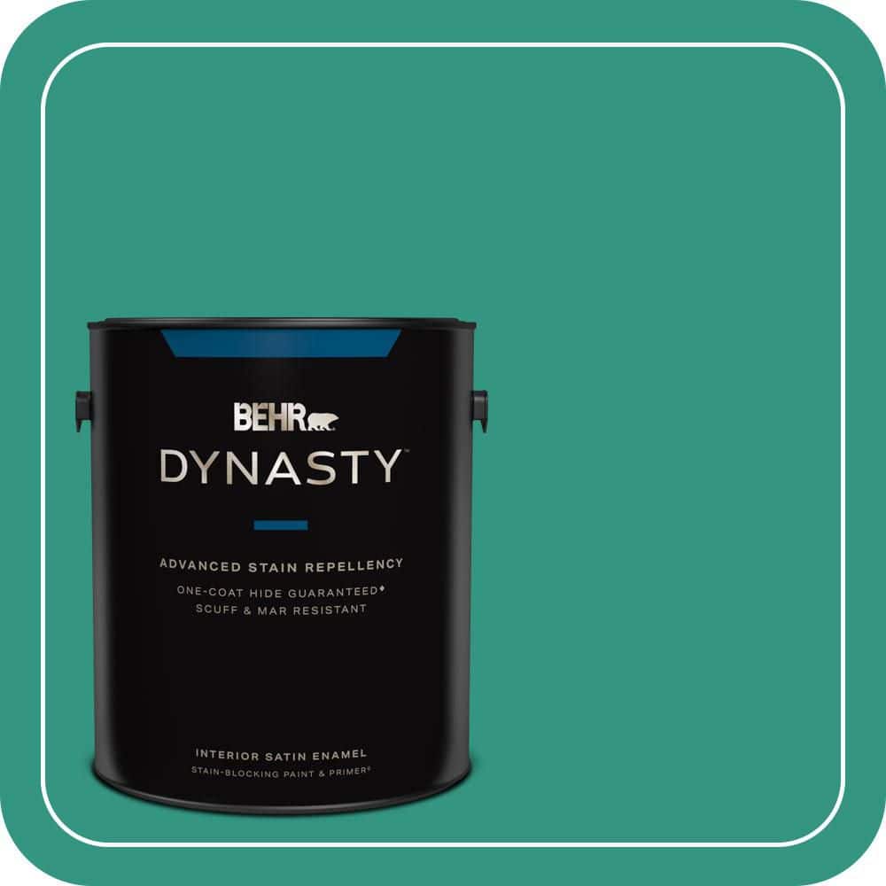 BEHR DYNASTY 1 gal. #P440-6 Esmeralda One-Coat Hide Satin Enamel Interior Stain-Blocking Paint and Primer