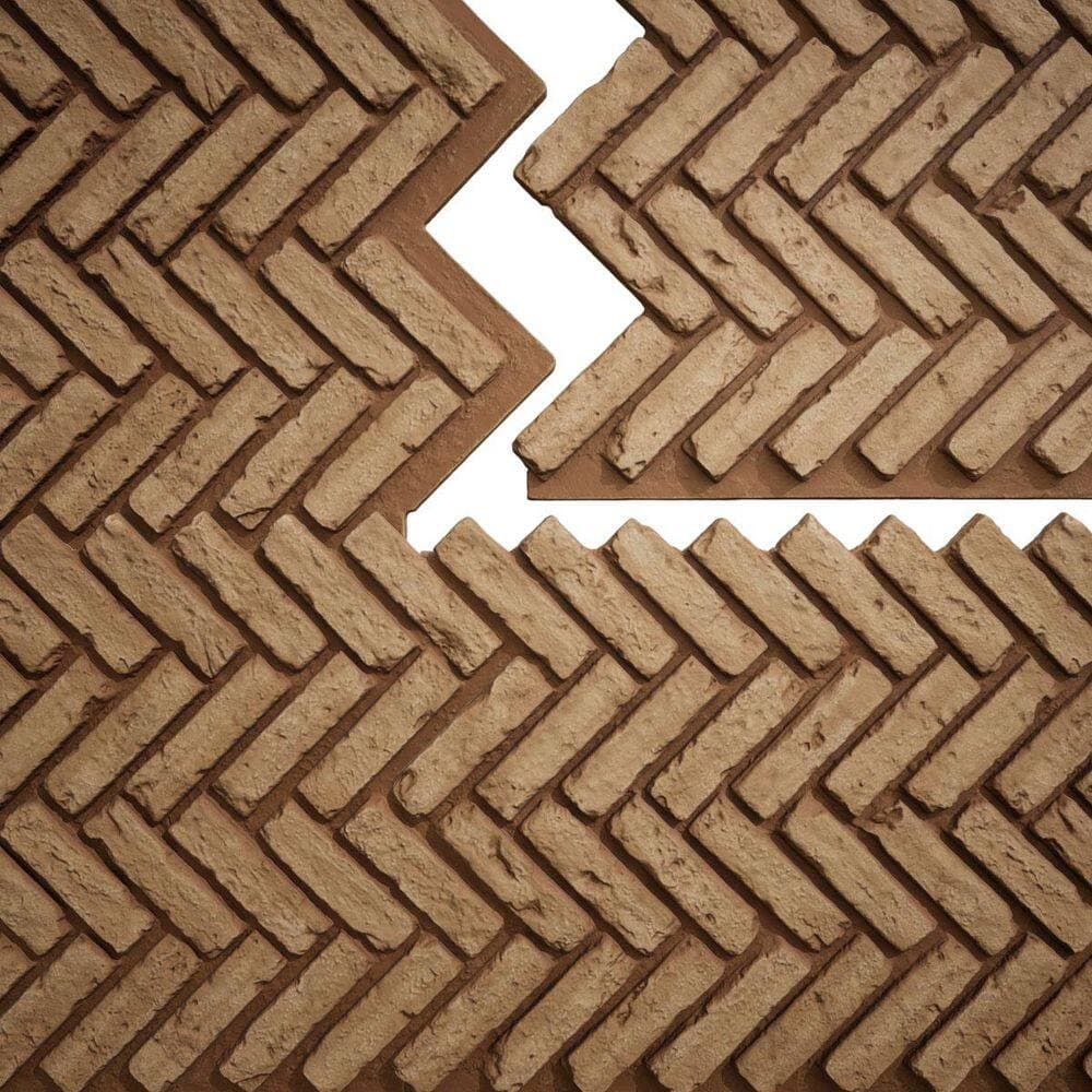Ekena Millwork EverStone Herringbone Faux Brick Panel, 46 1/2"W x 25 1/4"H x 1"D, Terracotta Color (1)