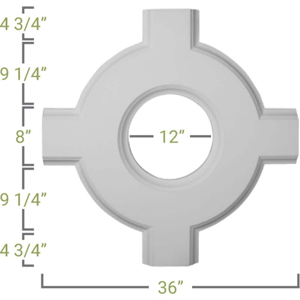 Ekena Millwork 36 in. Inner Circle Intersection for 8 in. Traditional Coffered Ceiling System (2)