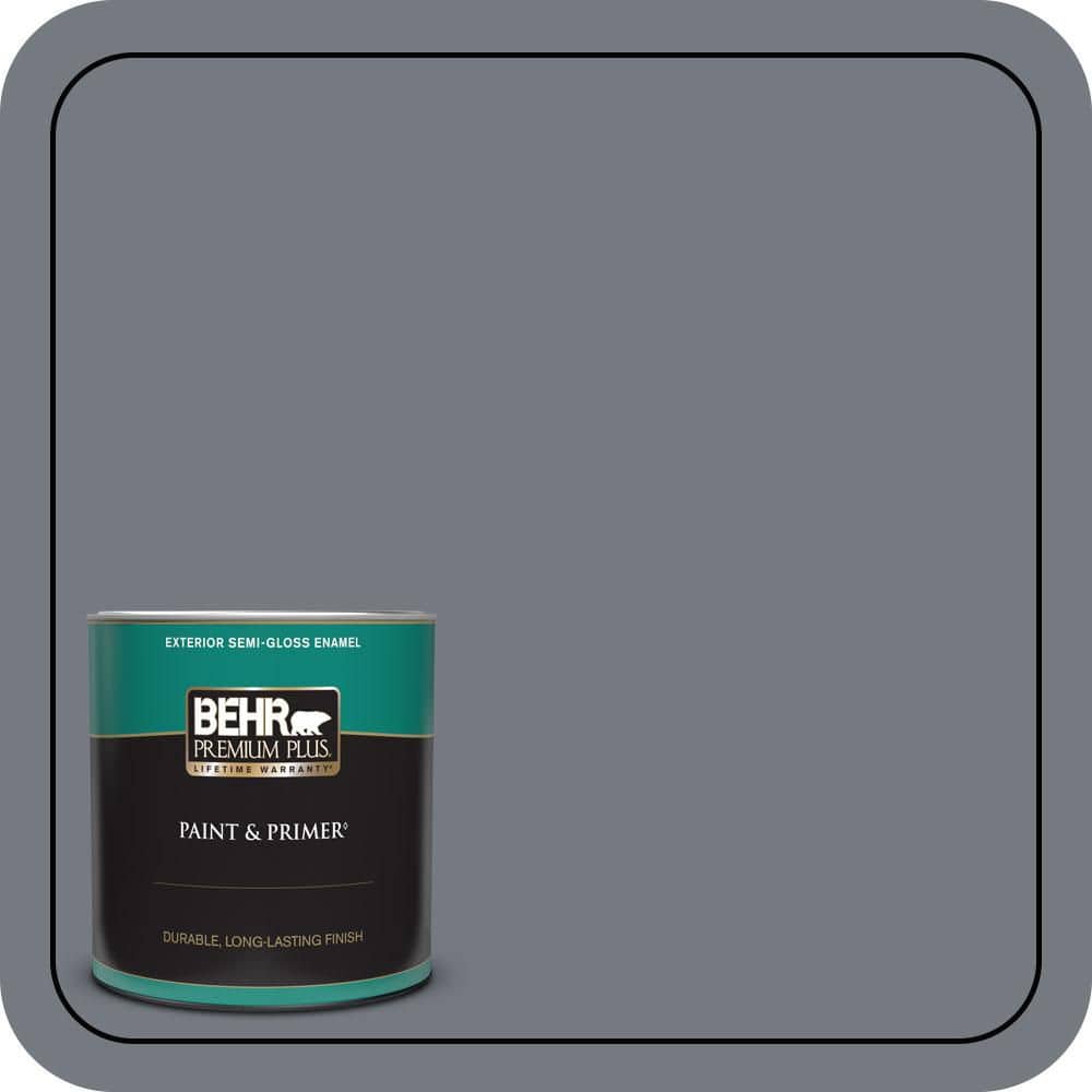 BEHR PREMIUM PLUS 1 qt. #N510-5 Liquid Mercury color Semi-Gloss Enamel Exterior Paint & Primer