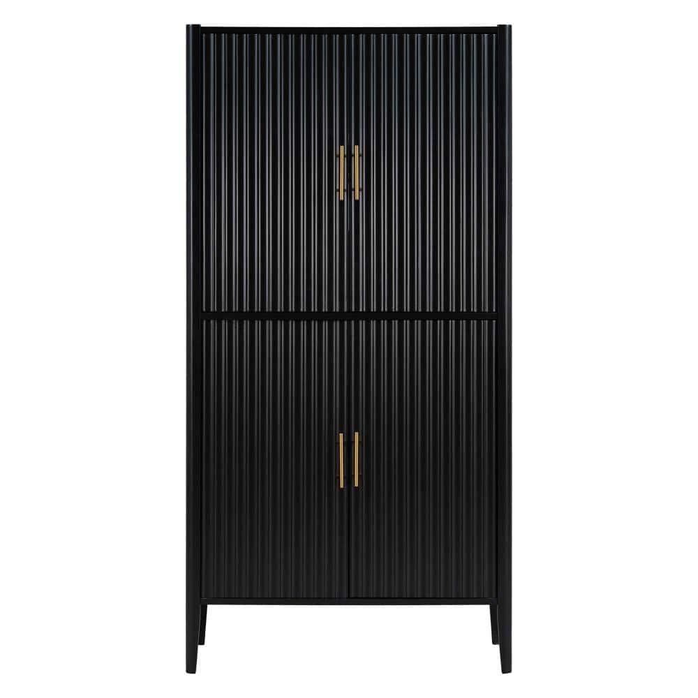 XUJMK 35 in W x 18 in D x 71 in H Linen Cabinet Pantry Cabinet Sideboard Bar Cabinet in Black with Drawers Adjustable Shelves (1)