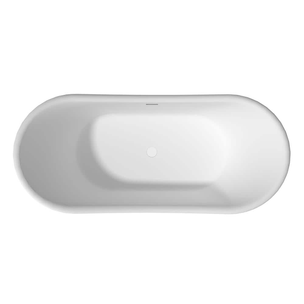 CASAINC 29.53 in. Soaking Bathtub Solid Surface Stone Bathtub with Center Drain (3)
