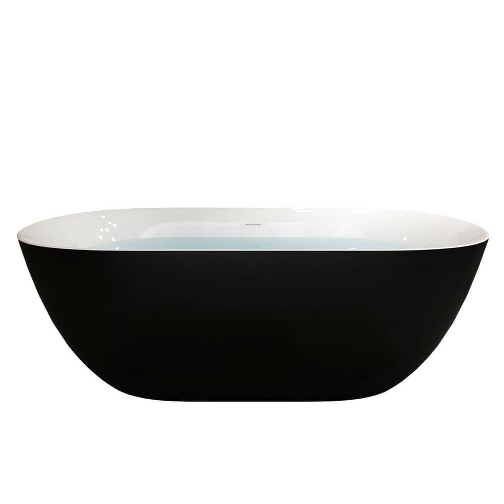 Unbranded 51 in. x 27.5 in. Acrylic Freestanding Soaking Bathtub Flat Bottom Stand Alone Tub A25MB Free Standing Tub