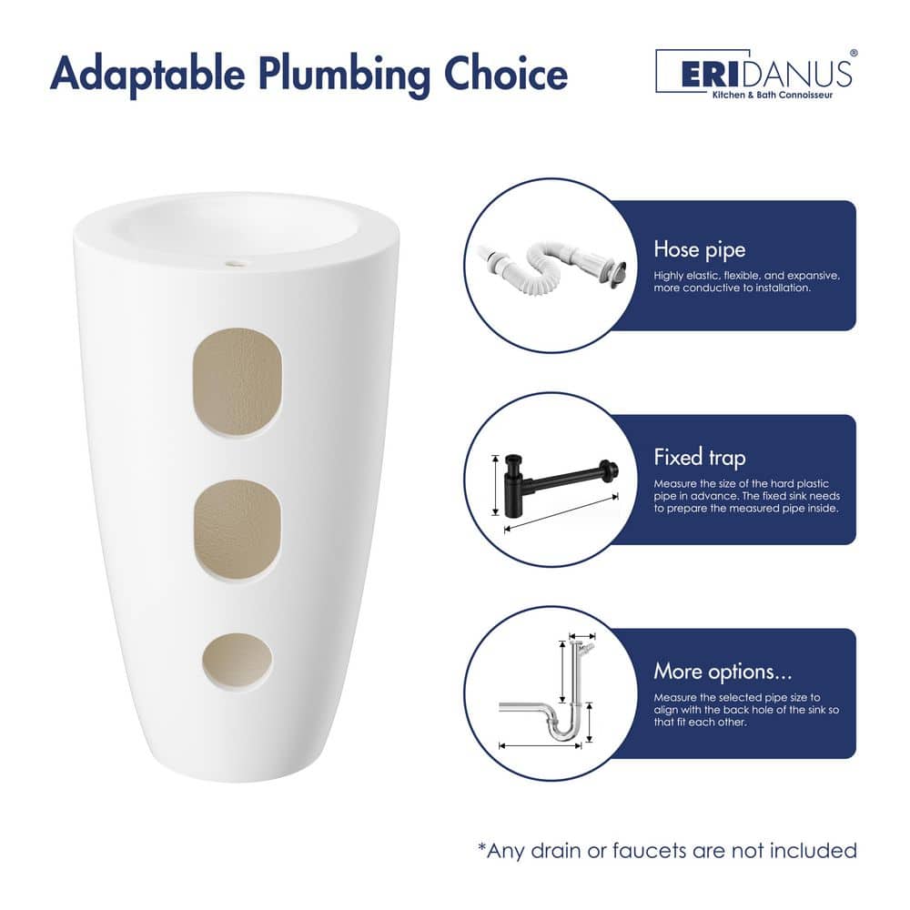 Eridanus Gibbous Vitreous China 33 in. Circular Pedestal Sink with Faucet Hole and Overflow in Crisp White (2)