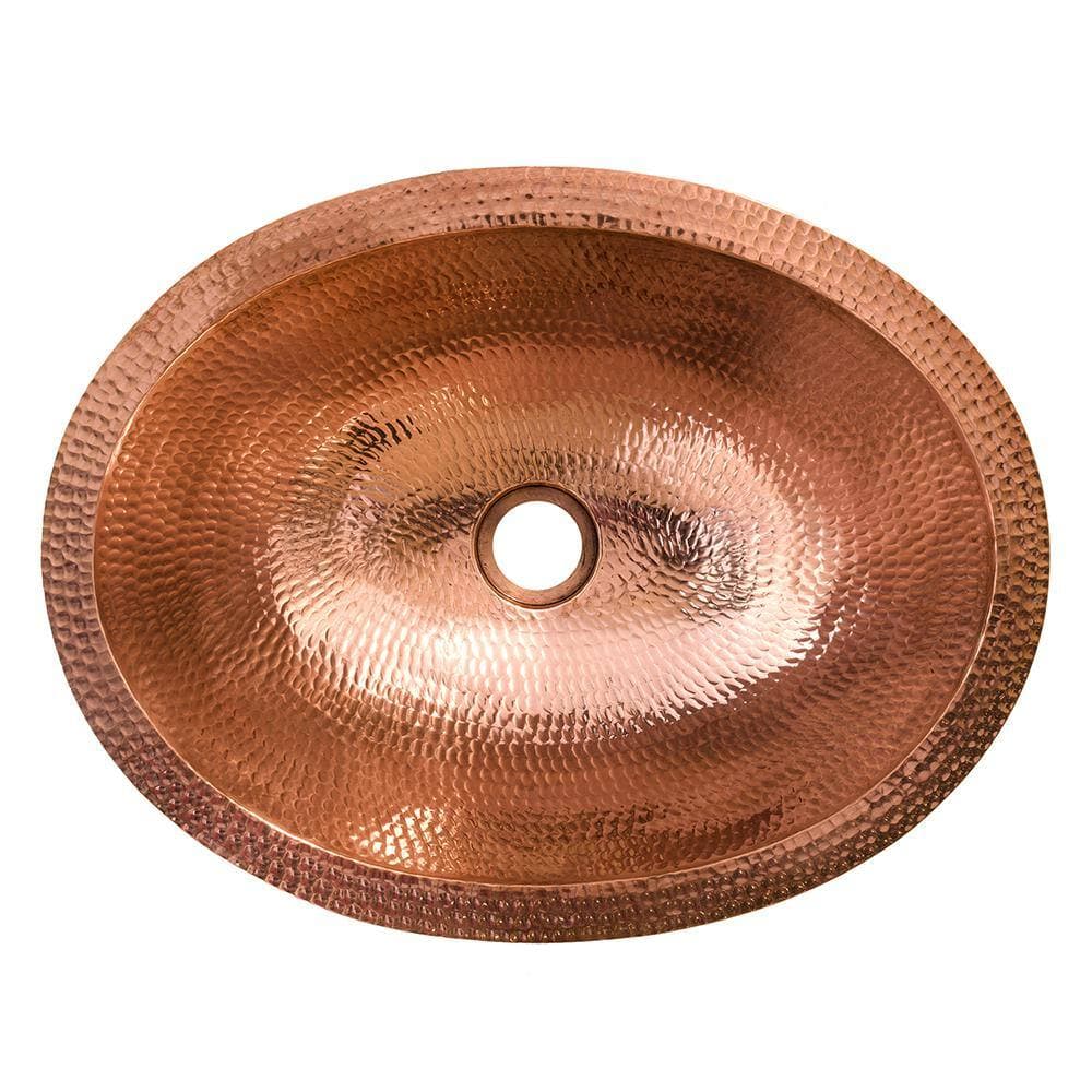 Premier Copper Products Under Counter Oval Hammered Copper 17 in. Bathroom Sink in Polished Copper (3)