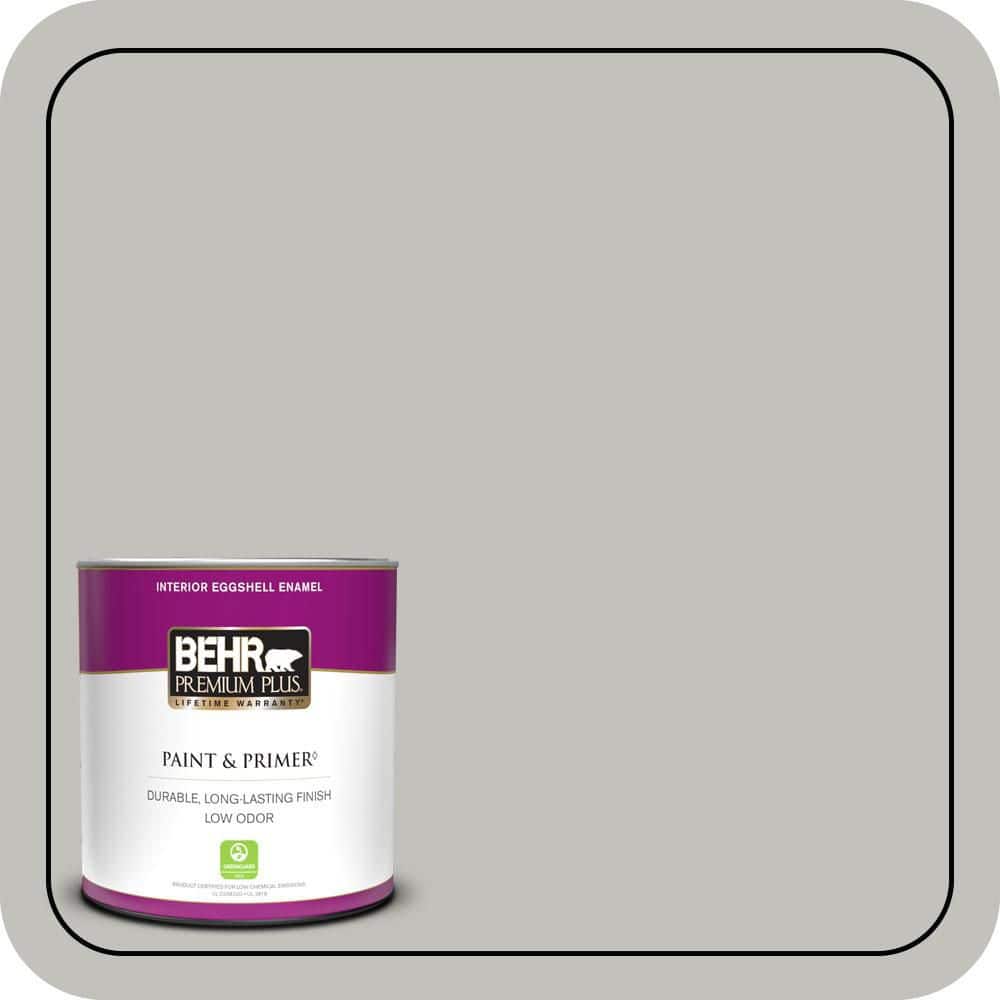 BEHR PREMIUM PLUS 1 qt. #QE-50 Gull Gray Eggshell Enamel Low Odor Interior Paint & Primer