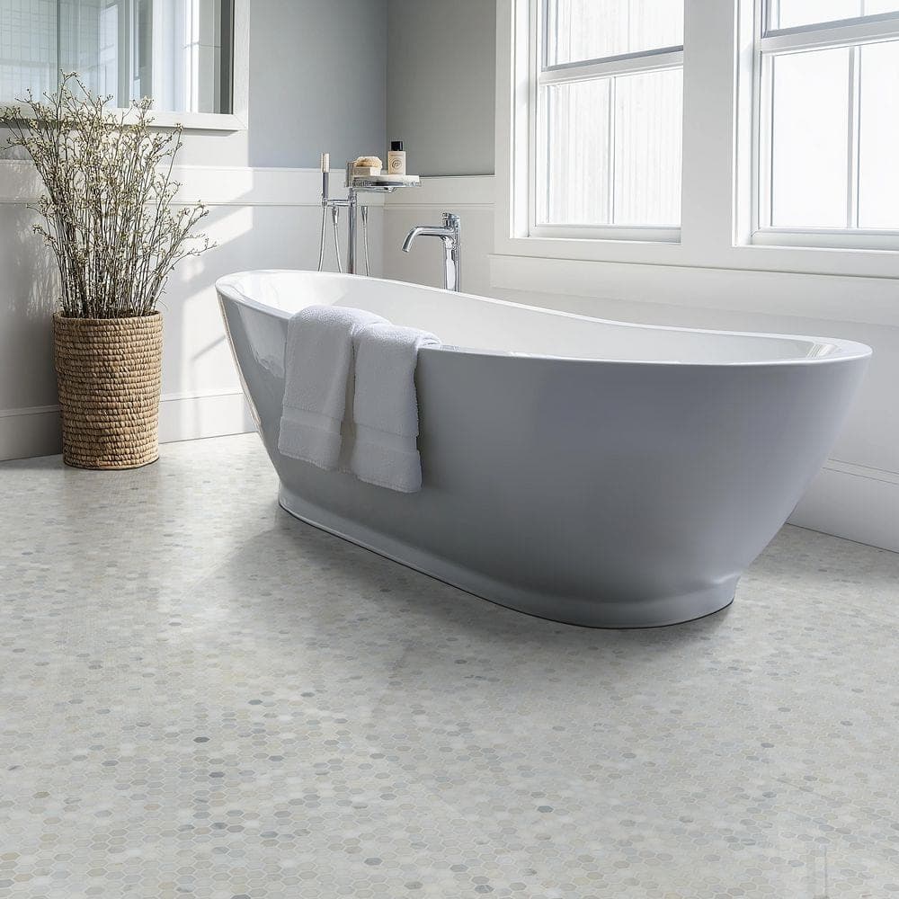 MSI Greecian White 1 in. Hexagon 12 in. x 12 in. x 0.38 in. Polished Marble Mesh-Mounted Mosaic Tile (0.95 sq. ft./Each) (3)