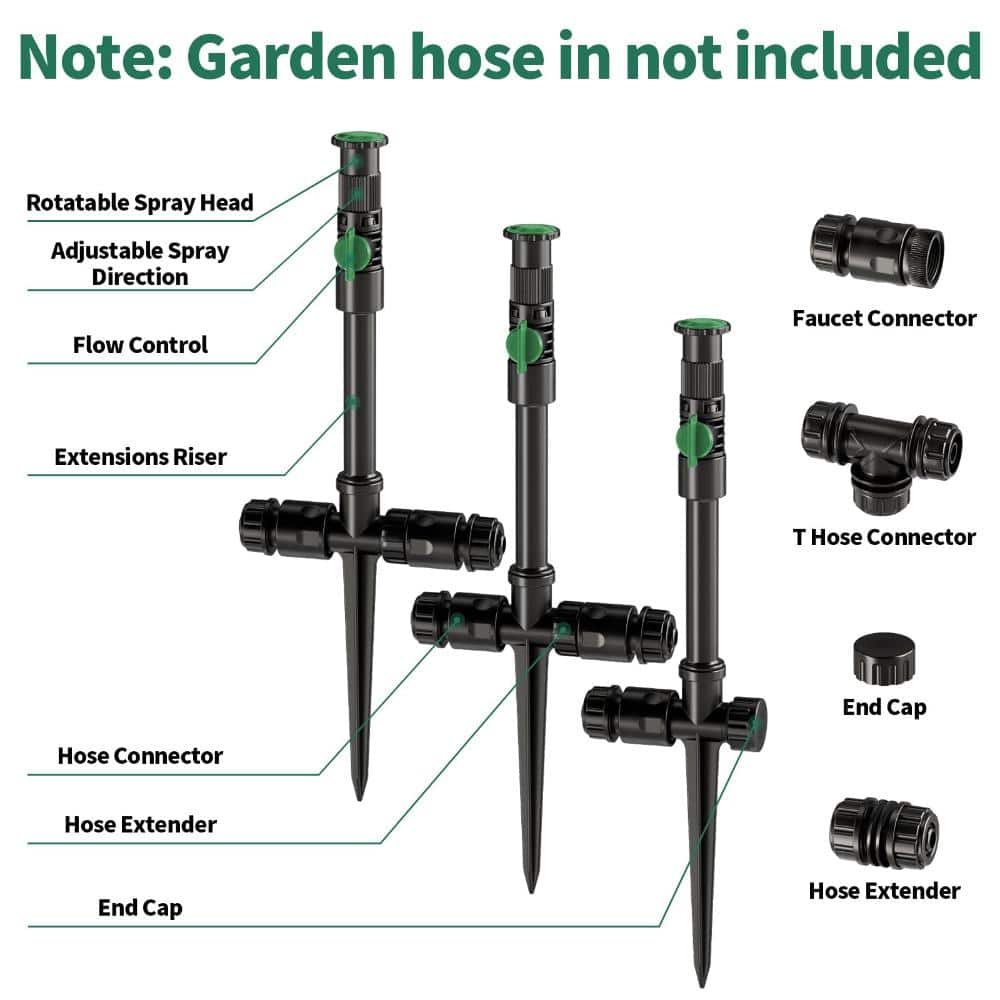 Unbranded Flexible Sprinkler System, Above Ground DIY Irrigation Kit, Multi-Adjustable Lawn Sprinkler Set, Ideal for Plant and Flo (3)