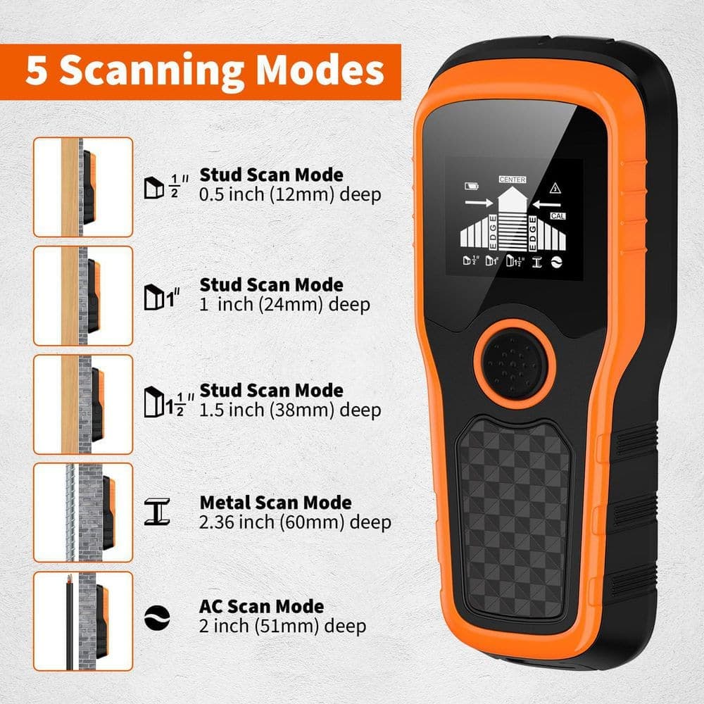 Unbranded 5-in-1 Wall Scanner Stud Finder with Intelligent Chip, HD LCD, Audible Alarm for Wood, Metal, Joists, Pipes, AC Wires (3)