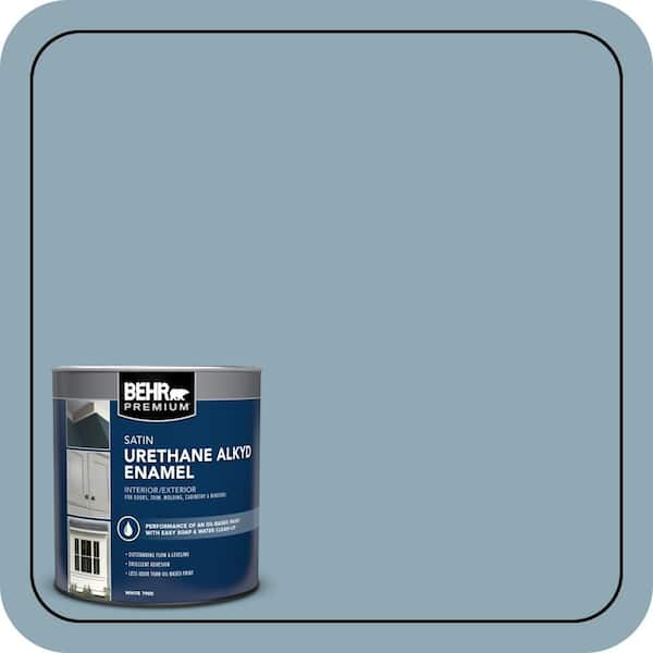 BEHR PREMIUM 1 qt. #530F-4 Newport Blue Satin Enamel Urethane Alkyd Interior/Exterior Paint (2)