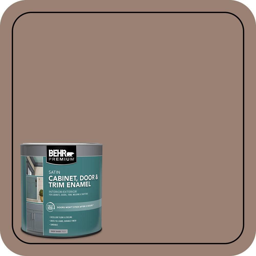 BEHR PREMIUM 1 qt. #N190-5 Frontier Brown Satin Enamel Interior/Exterior Cabinet, Door & Trim Paint (1)