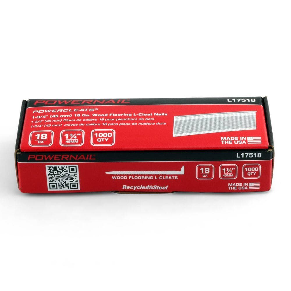 POWERNAIL 1-3/4 in. x 18-Gauge Glue Collated L-Shaped Cleat Nails for Hardwood and Engineered Flooring (5000 per Box) (2)