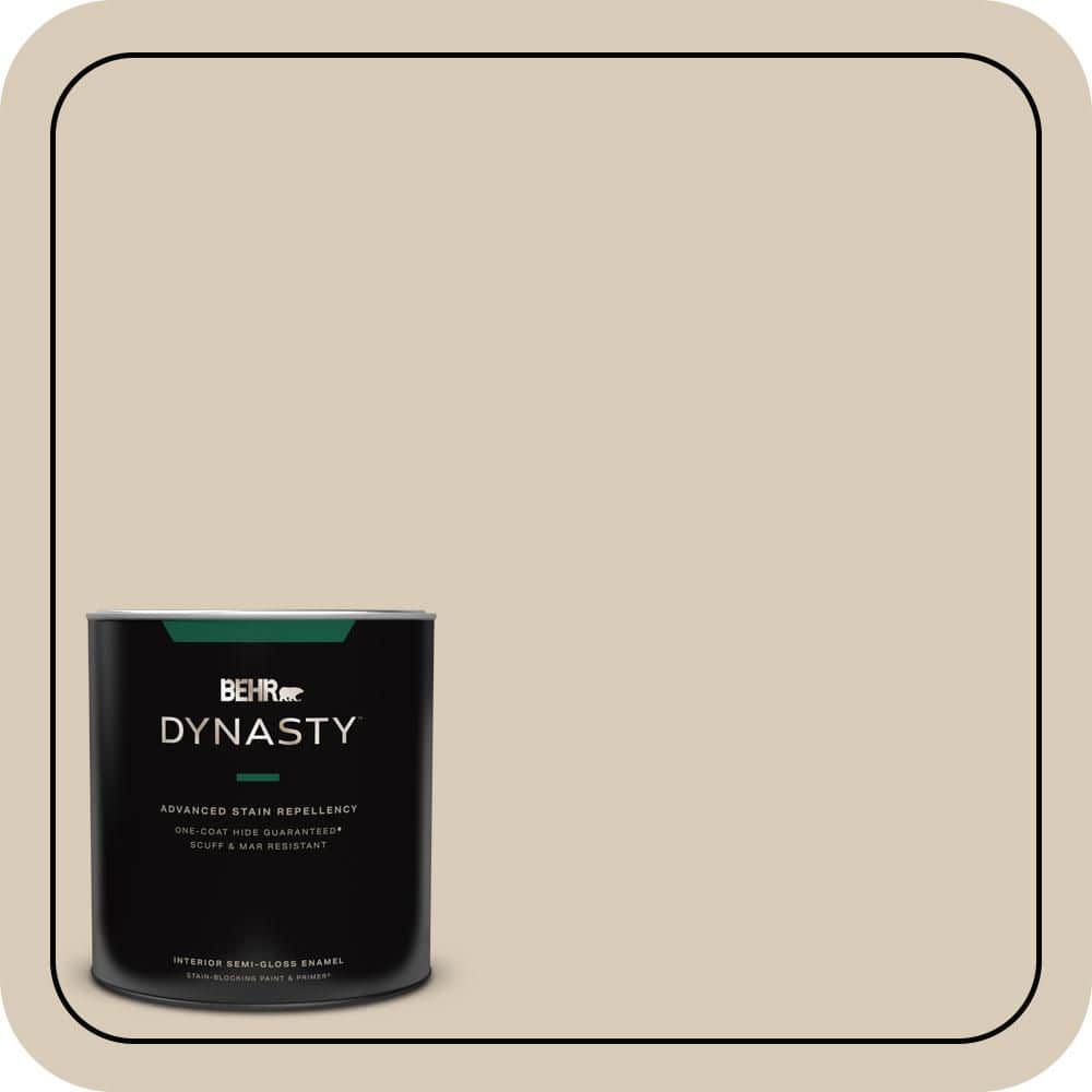 BEHR DYNASTY 1 qt. #MQ2-27 Studio Clay One-Coat Hide Semi-Gloss Enamel Interior Stain-Blocking Paint & Primer