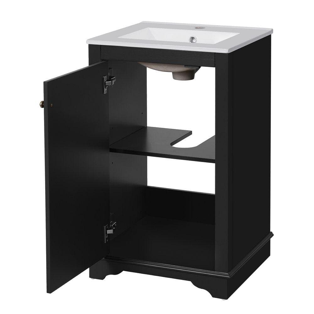 COWLOWN 20.1 in. W x 18.4 in. D x 33.8 in. H Bathroom Black Linen Cabinet (1)