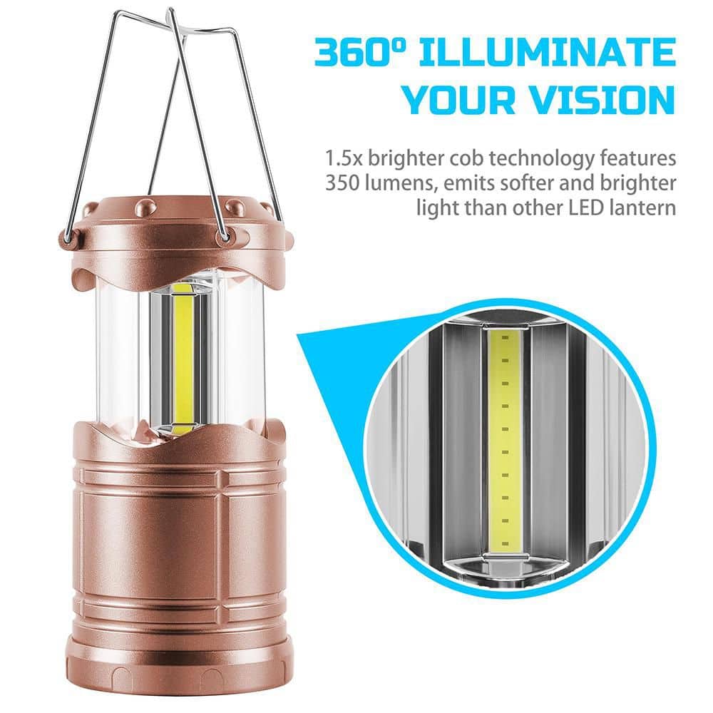 Unbranded Rose Gold Battery Powered Portable Collapsible Hanging Night Light Bulb LED Camping Lantern 4-Pack (2)
