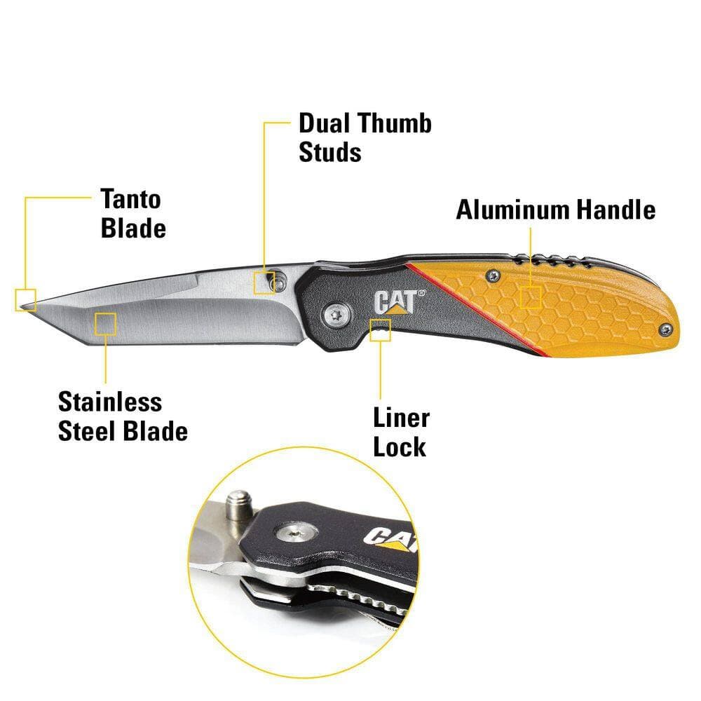 CAT 3 in. Stainless Steel Straight Edge Tanto Folding Knife (2)