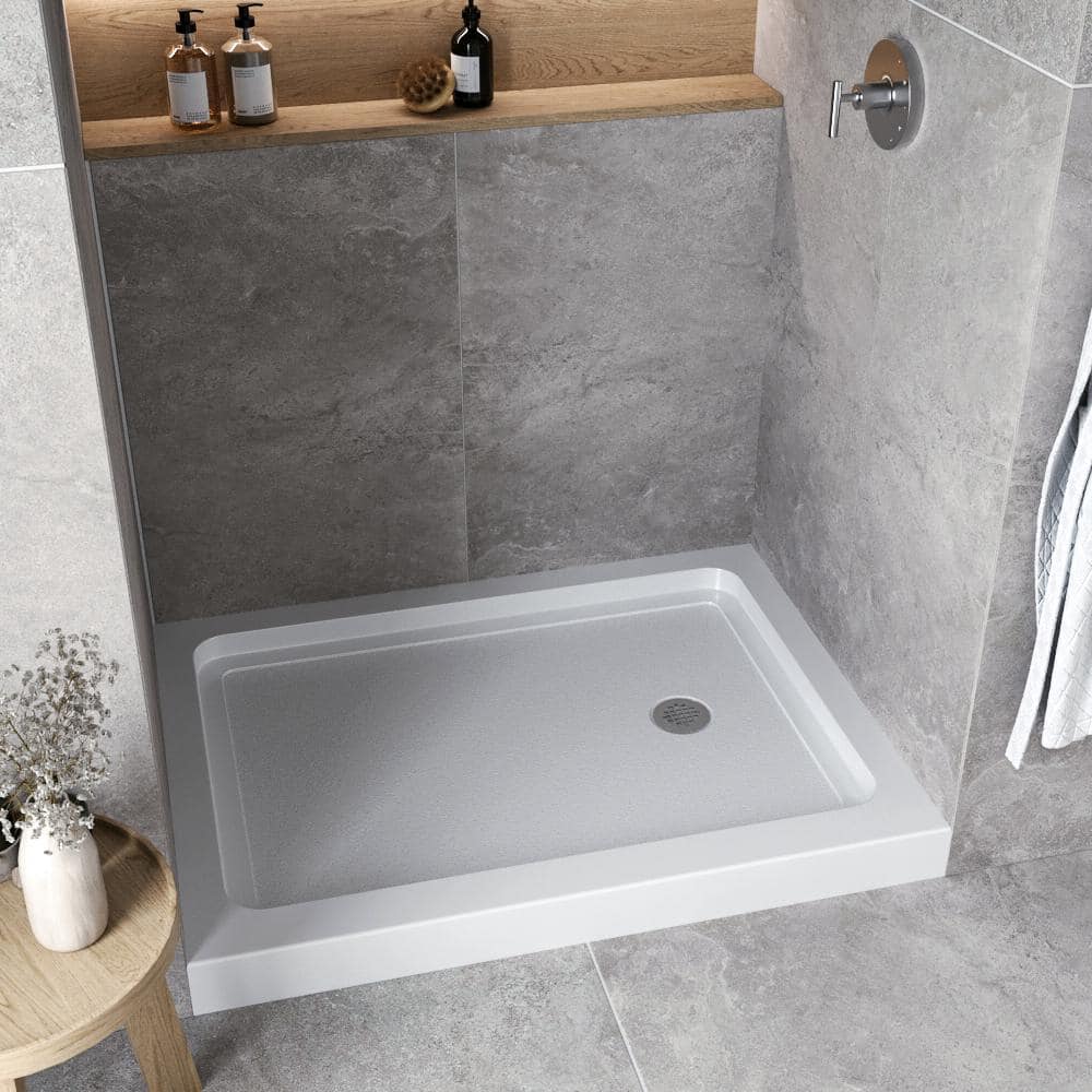 Streamline GB-509-40 48 in. L x 36 in. Alcove Acrylic Shower Pan Base in Glossy White with Left Drain, ABS Drain Included (3)