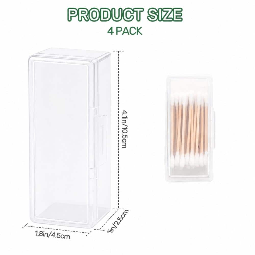 Unbranded 4-Piece Cotton Swab Holder Set with Lids, Floss Dispenser, Plastic Box 4.1 x 1.8 x 1 in. Travel-Friendly (2)