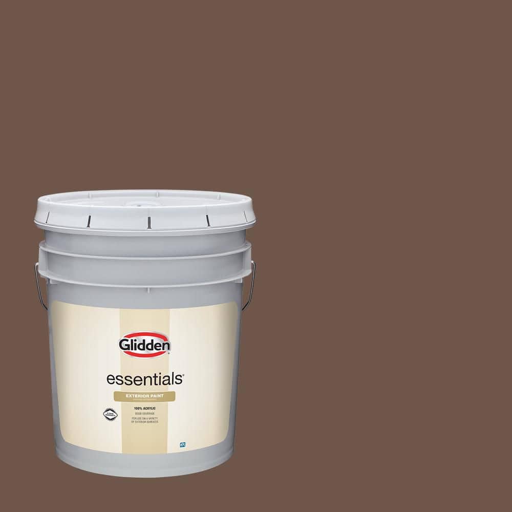 Glidden Essentials 5 gal. PPG1074-6 Caramelized Walnut Satin Exterior Paint