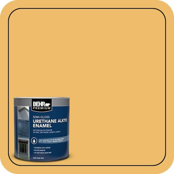 BEHR PREMIUM 1 qt. Home Decorators Collection #HDC-MD-24 Luscious Lemon Semi-Gloss Enamel Urethane Alkyd Interior/Exterior Paint (2)