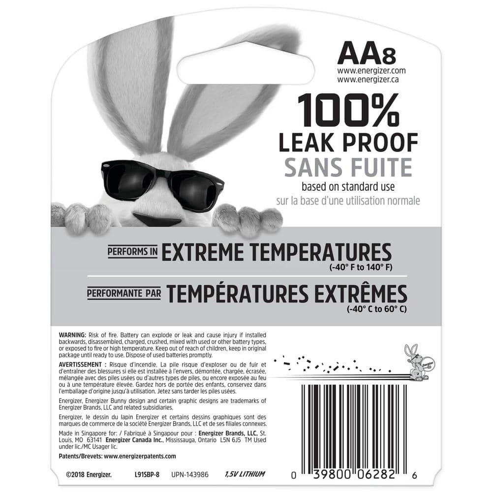 Energizer Ultimate Lithium AA Batteries, 1.5V Lithium Double A Batteries (3)