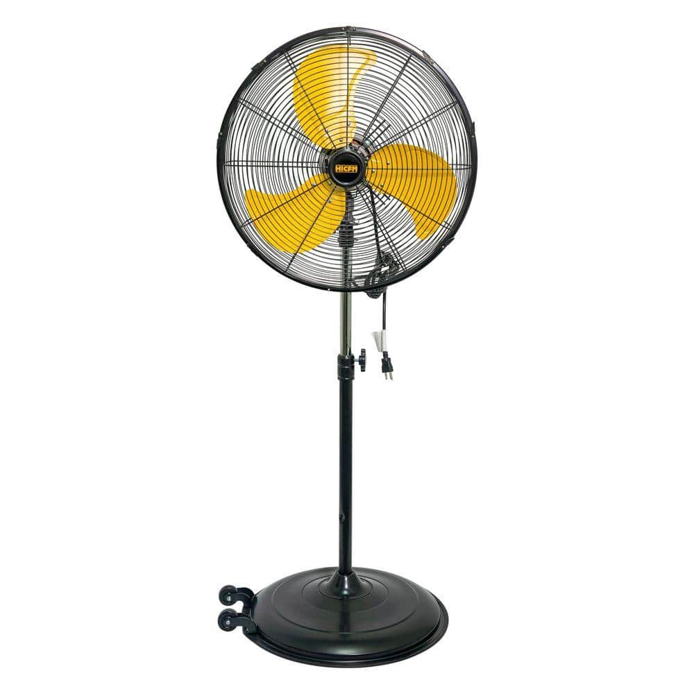 WOCK HICFM 20 in. 3-Speeds High Velocity Oscillating Pedestal Fan in Yellow with 1/5 HP Powerful Motor, 5000 CFM
