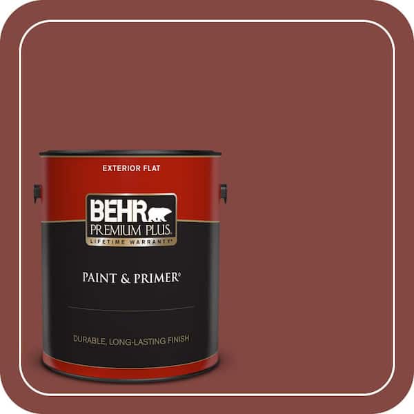 BEHR PREMIUM PLUS 1 gal. #S-H-170 Red Brick Flat Exterior Paint & Primer (2)