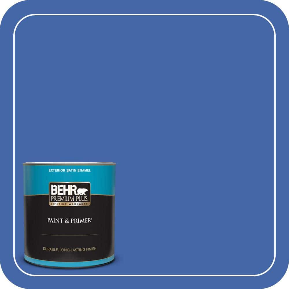 BEHR PREMIUM PLUS 1 qt. #P530-6 Indigo Batik Satin Enamel Exterior Paint & Primer