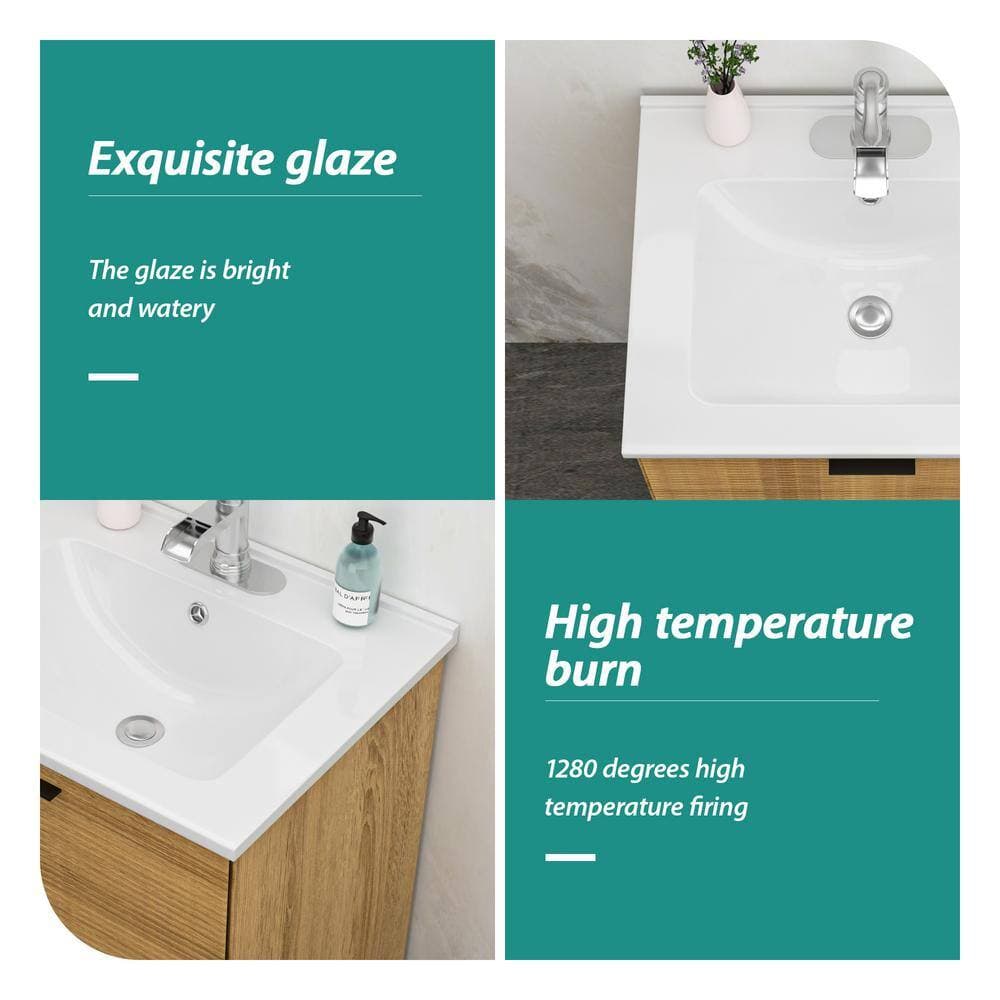 Tahanbath Corner Bathroom Sink in White 24 in. x 19. 7 in. (2)