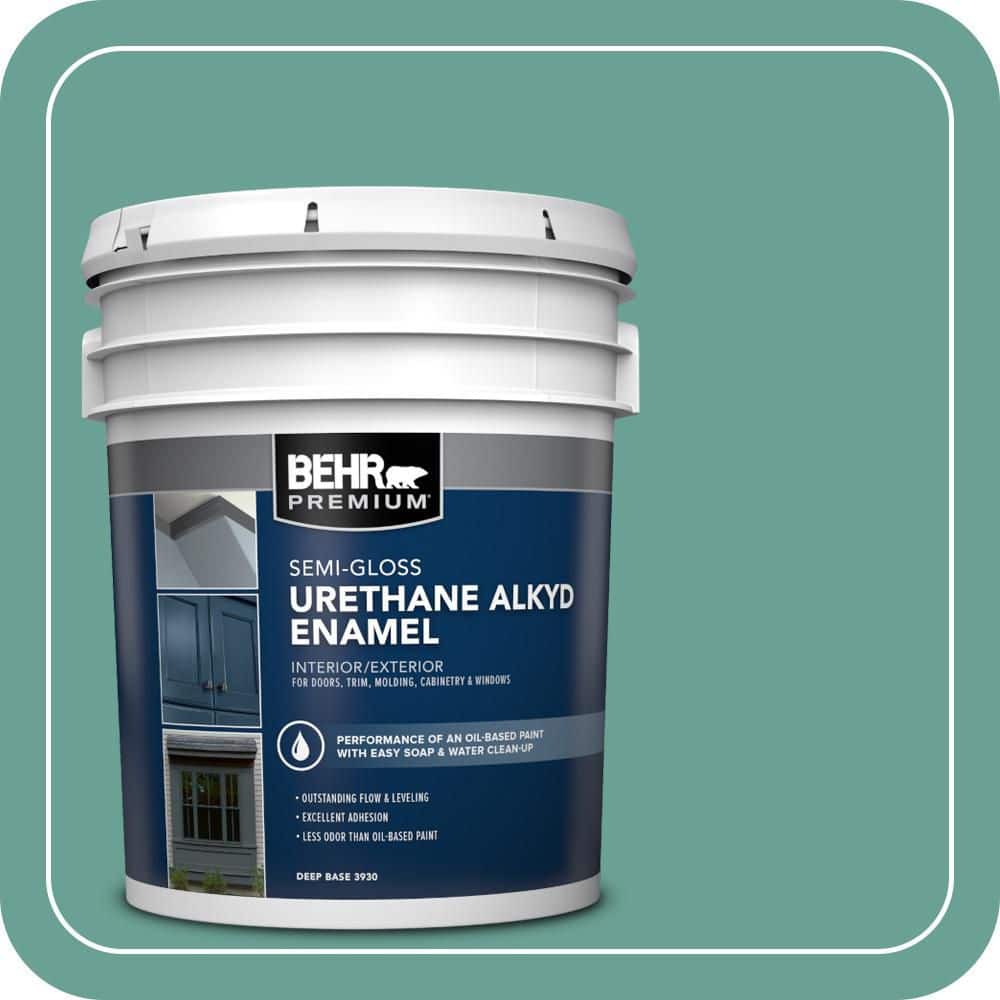 BEHR PREMIUM 5 gal. #T17-15 Jade Dragon Urethane Alkyd Semi-Gloss Enamel Interior/Exterior Paint