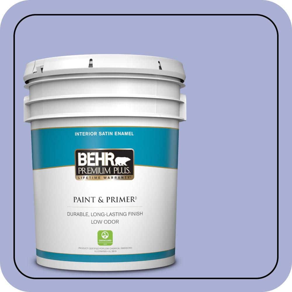 BEHR PREMIUM PLUS 5 gal. #MQ4-30 Lavender Wash Satin Enamel Low Odor Interior Paint & Primer
