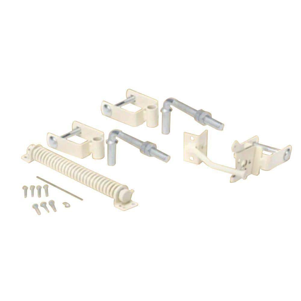 Unbranded Navajo White Steel Deluxe Fence Gate Hardware Kit (1)