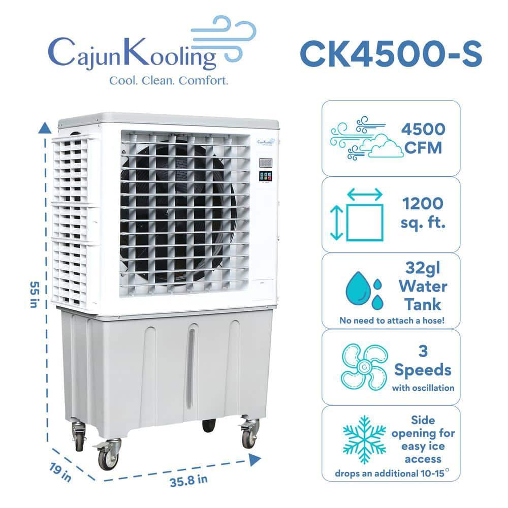 Cajun Kooling 4500 CFM 3-Speed Portable Evaporative Cooler (Swamp Cooler) for 1200 sq. ft. Cooling Area (2)