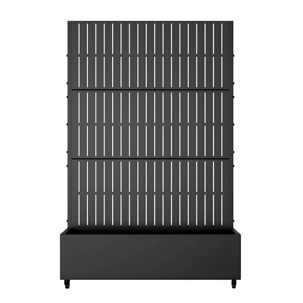 Lirago 72 in. H x 47 in. W Rectanglar Black Outdoor Metal Privacy Screen Planter Box Wall Decor in Fence Pattern (1)